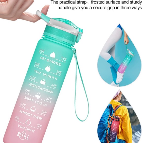 ELYPHINE 32OZ Motivational Water Bottles with Removable Straw & Time Marker - Picture 6 of 6